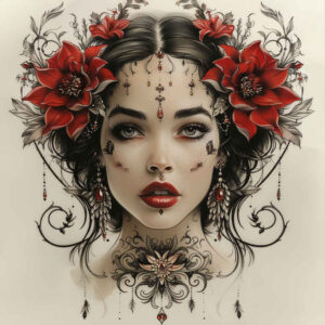 symbolic-face – tattoo design ideas free ai generated – skin-illusion – for-lower-leg – Gallery: faces-inkby-ai