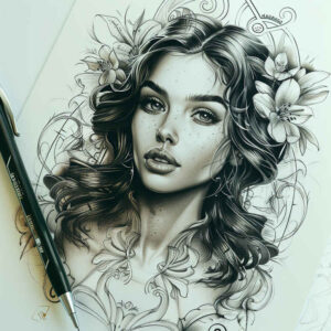 symbolic-face – tattoo design ideas free ai generated – tonal-depth – for-back-shoulder – Gallery: faces-inkby-ai
