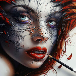 faces tattoo design ideas Surrealism psychic energy abstract for behind ear