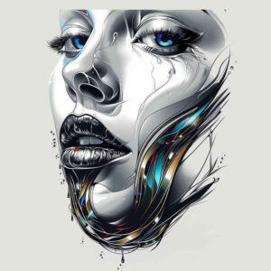 faces tattoo design ideas dynamic shapes abstract for calf