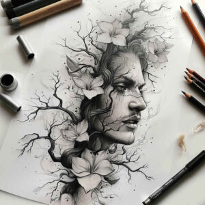 faces tattoo design ideas fluid motion animal for temple