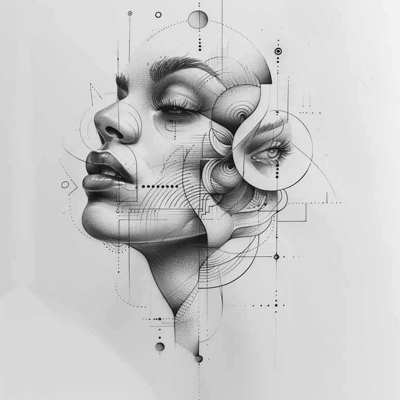 faces tattoo design ideas Surrealism abstract forms artistic for toe