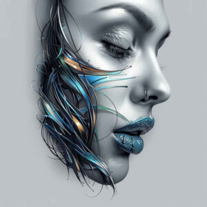 faces tattoo design ideas sharp-focus bold outlines for abdomen