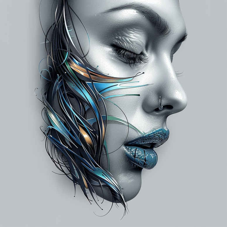 faces tattoo design ideas sharp-focus bold outlines for abdomen