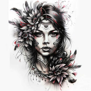faces tattoo design ideas bright color detailed eyes embodying perseverance