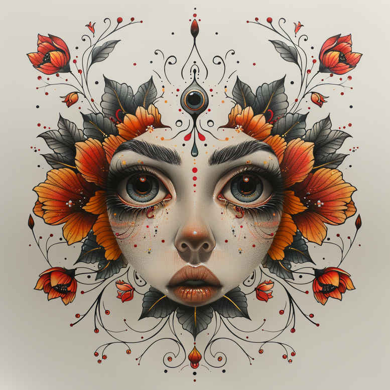 faces tattoo design ideas Realism seamless blend detailed resilience and power