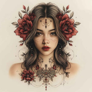 faces tattoo design ideas clean fill detailed texture symbolising perseverance
