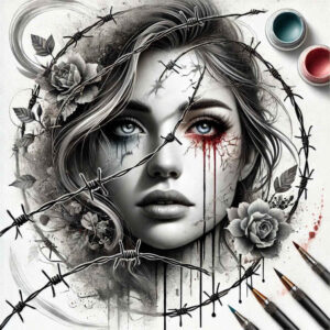 faces tattoo design ideas Realism studio quality fine lines for lower chest