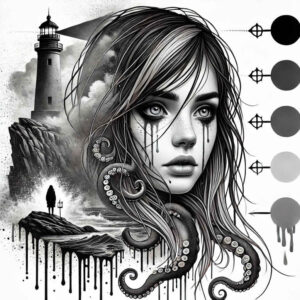 faces tattoo design ideas Surrealism symbolic fine lines meaning courage