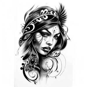 faces tattoo design ideas Realism natural look mysterious for ribs