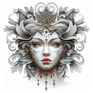 faces tattoo design ideas Surrealism fluid forms mysterious for sternum