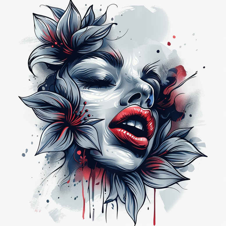 faces tattoo design ideas black-and-white natural for neck