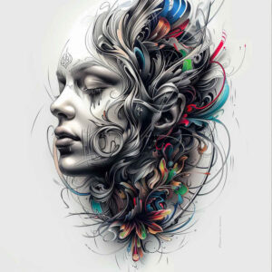 faces tattoo design ideas ornamental portrait symbol of determination