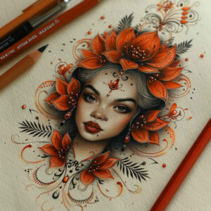 faces tattoo design ideas ornamental profile for palm