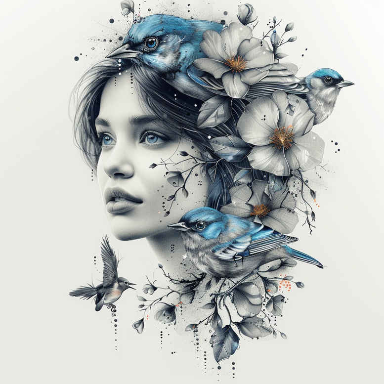 faces tattoo design ideas distorted perspective profile for upper arm