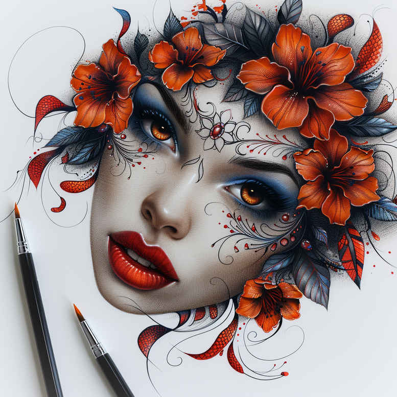 faces tattoo design ideas deep blacks realistic for back