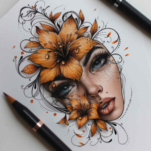 faces tattoo design ideas strong outlines soft shading for side