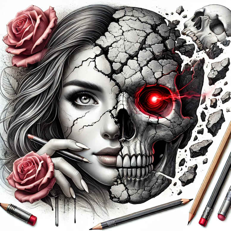 faces tattoo design ideas bold texture subtle shadows embodying perseverance