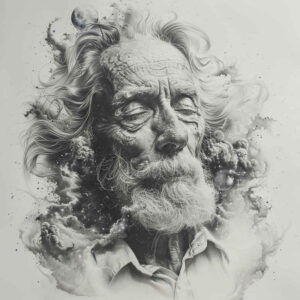 faces tattoo design ideas watercolor-style wrinkles for back of neck