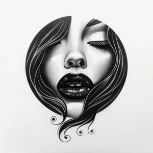tattoo-style-face – tattoo design ideas free ai generated – clean-whites – for-upper-back – Gallery: faces-inkby-ai