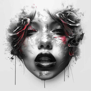 tattoo-style-face – tattoo design ideas free ai generated – minimal-grain – for-behind-ear – Gallery: faces-inkby-ai