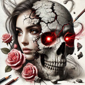 tattoo-style-face – tattoo design ideas free ai generated – real-ink-flow – for-lower-thigh – Gallery: faces-inkby-ai