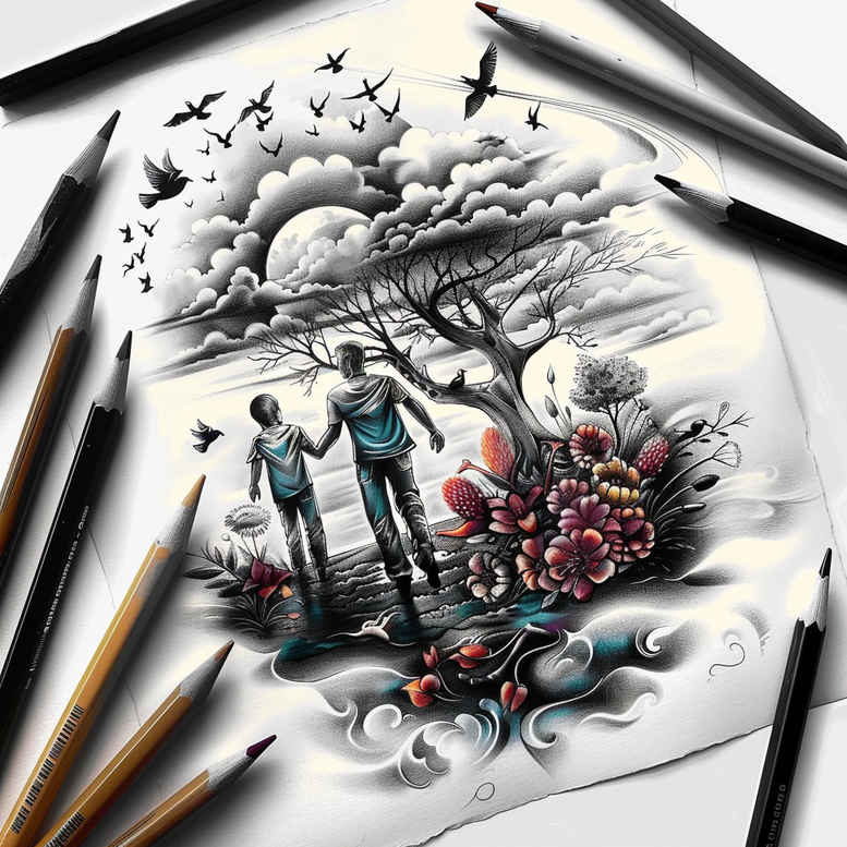 family-history-tattoo – tattoo design ideas free ai generated – miniature – for-temple – Gallery: family-inkby-ai