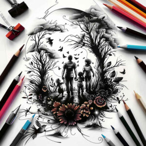 family-pride-tattoo – tattoo design ideas free ai generated – monochrome – for-shoulder – Gallery: family-inkby-ai