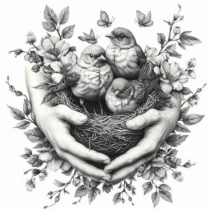 family-tree-tattoo – tattoo design ideas free ai generated – no-shading – for-upper-thigh – Gallery: family-inkby-ai