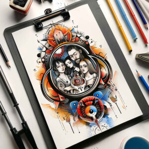 initials-tattoo – tattoo design ideas free ai generated – airy-touch – for-full-back – Gallery: family-inkby-ai