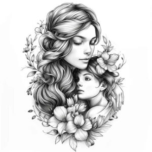 parents-tattoo – tattoo design ideas free ai generated – pure-outline – for-back-shoulder – Gallery: family-inkby-ai