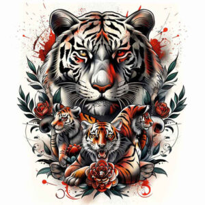 portrait-tattoo – tattoo design ideas free ai generated – short-stroke – for-biceps – Gallery: family-inkby-ai