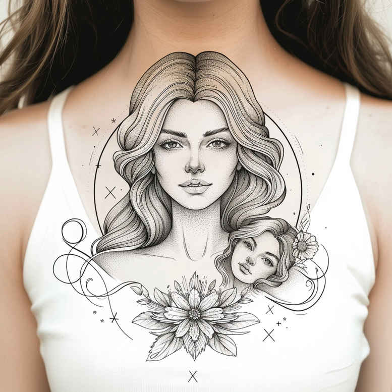 symbolic-tattoo – tattoo design ideas free ai generated – punctual – for-upper-chest – Gallery: family-inkby-ai