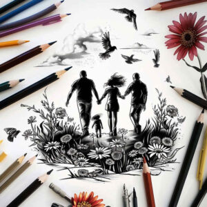 family tattoo design ideas abstract connection for neck