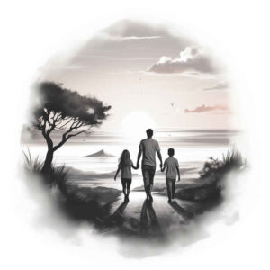 family tattoo design ideas dainty embrace for back of neck