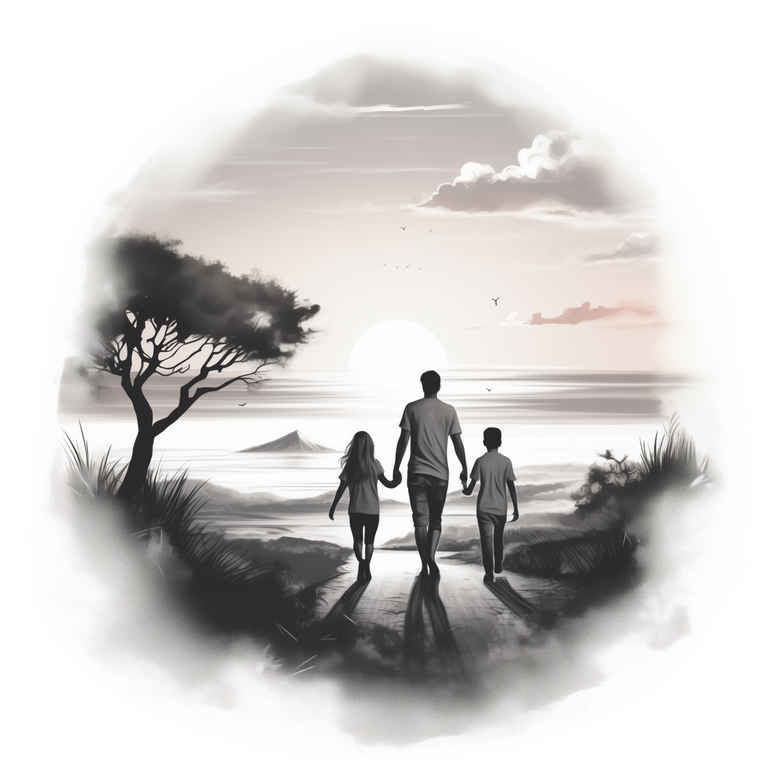 family tattoo design ideas dainty embrace for back of neck
