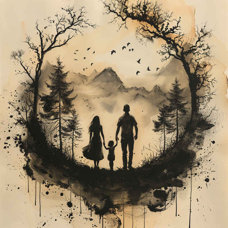 family tattoo design ideas artistic contrast familial bond for lower back