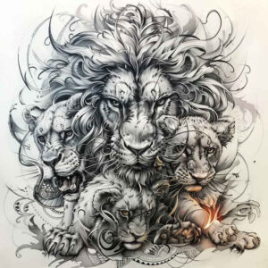 family tattoo design ideas Neotraditional vivid color family tree for lower leg