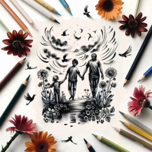family tattoo design ideas realistic shadowing heart stands for determination