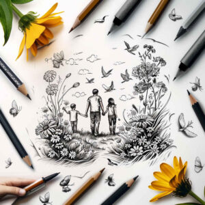 family tattoo design ideas CGI-rendered legacy for biceps