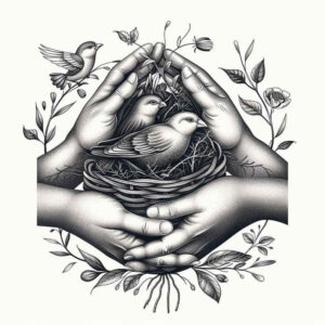 family tattoo design ideas refined lines protective for upper thigh