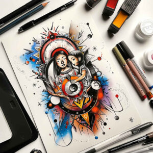 family tattoo design ideas Realism contrast play strength in unity embodying determination