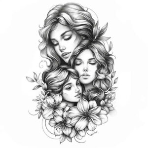 family tattoo design ideas Surrealism shimmering forms symbolic symbol of determination