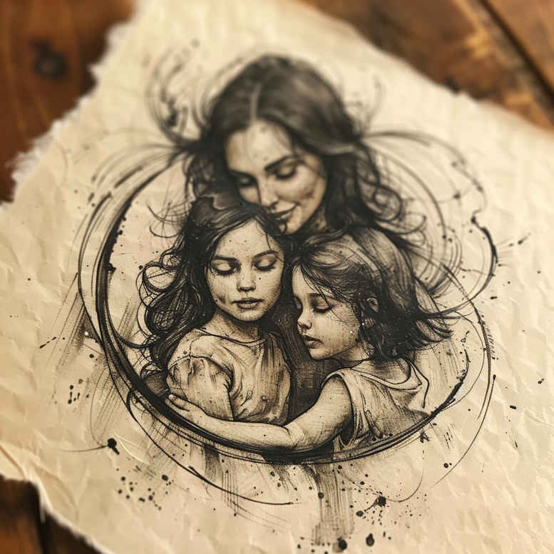 family tattoo design ideas Surrealism ghostly shapes trust strength and power