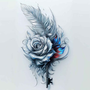 artistic-feather – tattoo design ideas free ai generated – single-line – for-lower-back – Gallery: feathers-inkby-ai