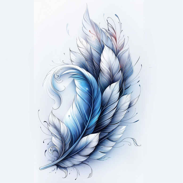 artistic-feather – tattoo design ideas free ai generated – uncluttered – for-lower-arm – Gallery: feathers-inkby-ai