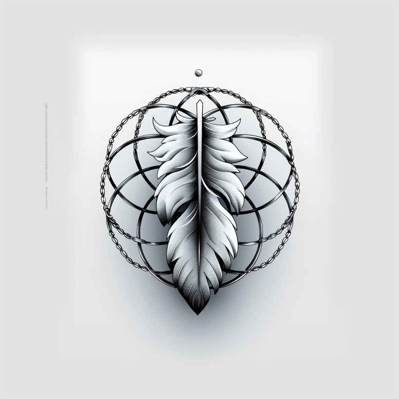 delicate-feather – tattoo design ideas free ai generated – gentle-angle – for-upper-thigh – Gallery: feathers-inkby-ai