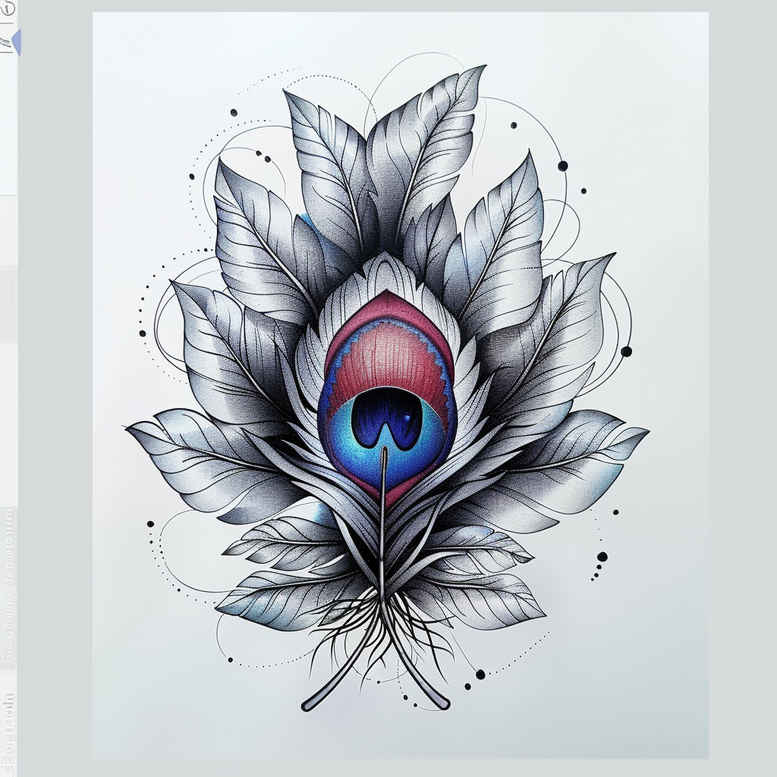 detailed-feather – tattoo design ideas free ai generated – few-strokes – for-temple – Gallery: feathers-inkby-ai