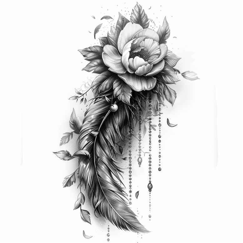 ethereal-feather – tattoo design ideas free ai generated – clear-edge – for-stomach – Gallery: feathers-inkby-ai