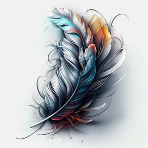 feather-charm – tattoo design ideas free ai generated – monochrome – for-lower-thigh – Gallery: feathers-inkby-ai